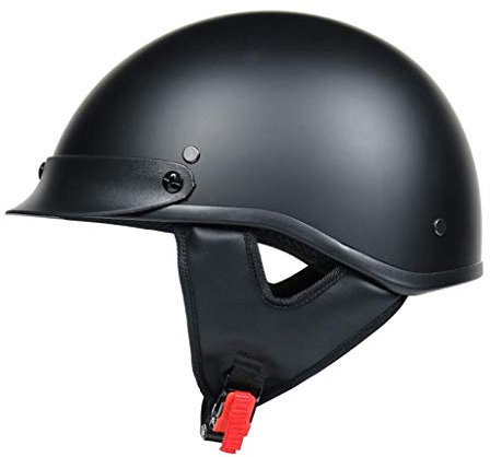 Lupsty Casco Motociclo Retrò, Certificato DOT, Nero, Compatibile con Moto