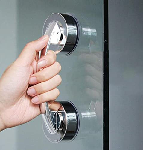 KAFENDA Large Glass Door and Window Handles, Bathroom Sliding Doors, Suction Cups, Shower Grab Bars, cabinets, wardrobes, Non-Marking Handles, Non-Porous Absorption Handles (Silver)
