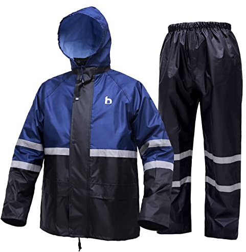HAOKAISEN Rain Suit Jacket & Trouser Suit Raincoat for Men & Women Outdoor All-Sport Waterproof Breathable Anti-storm(Blue XX-Large)
