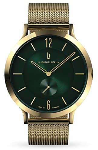 Lilienthal Berlin Herrenuhr The Classic in Gold Green – Armbanduhr am goldenen Mesh-Armband – aus Chirurgenstahl mit einem Quarzuhrwerk & saphirgehärtetem Mineralglas – 42,5 mm