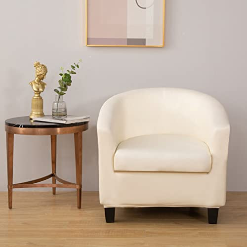 GUYIRT Wannenstuhlbezug PU-Leder wasserdicht Schonbezug Für Clubsessel Ölfester Stretch Schonbezug Möbelschutz 1 Stück Sesselhusse -Beige