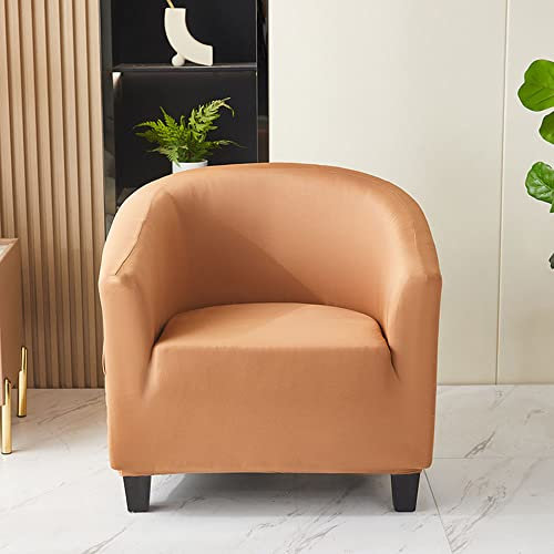 YOPOIY Strecken Sesselhusse mit elastischer Unterseite einfarbig Sesselbezug Spandex rutschfest Cocktailsessel bezug Bartheke Wohnzimmer -gelb