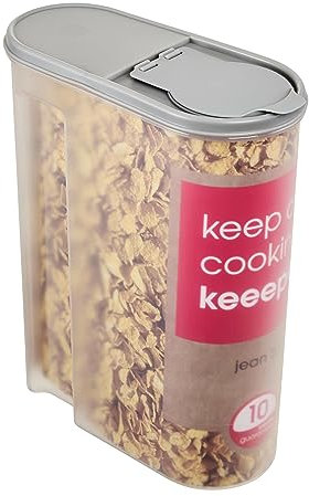 keeeper Contenitore per Alimenti Secchi Jean, Coperchio Ripiegabile, 5 L, Polipropilene, 24 x 11,5 x 30,5 cm, Nordic Grey (Grigio)
