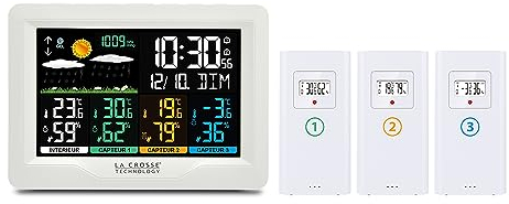 La Crosse Technology - WS6204 Funk-Wetterstation mit 3 Thermo-/Hygro-Sensoren – Weiß