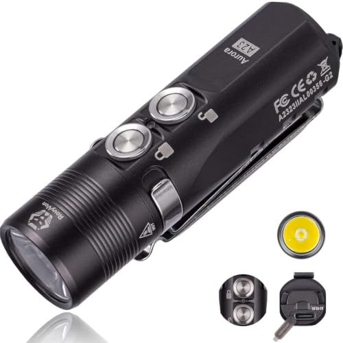 RovyVon A23 G2 Lampe de poche EDC rechargeable USB-C 1000 lumens Blanc froid 6500 K 850 mAh LED lampe de poche porte-clés avec clip de poche magnétique pour transport EDC, camping et randonnée (bronze