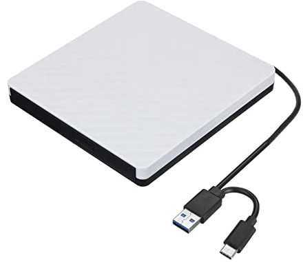 Lecteur DVD Portable USB 3.0 Type-C Graveur DVD Externe Graveur Enregistreur DVD RW Lecteur Optique Lecteur CD/DVD ROM Mac OS Windows XP/7/8/10 (Couleur : Blanc)