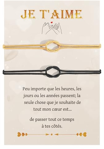 CheersLife 2 Pcs Bracelet Couple, Cadeau Mariage, Cadeau Couple Bracelet