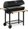 BBQ-Toro Holzkohle Grillwagen mit Deckel | Ø 80 x (L) 42 cm | Premium Holzkohlegrillwagen fahrbar, inkl. Thermometer, Warmhalterost, Holz Ablagen | Smoker, Holzkohlegrill, Barbecue Grill, Holz Grill