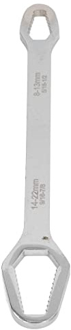 Llave de Doble Boca Autoajustable, 8‑22 Mm, Ajustable, Acabado Cromado Llave de Doble Boca Autoajustable para Ingeniería Mecánica (Plata)
