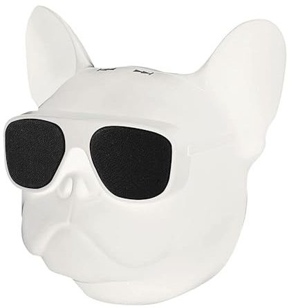 Tragbarer Bluetooth Lautsprecher, Bluetooth Lautsprecher Hund Bulldogge Lautsprecher Bluetooth Lautsprecher 4.1 Französische Bulldogge Musikbox, 32G Großem Speicher, für Outdoor Aktivitäten (Weiß)