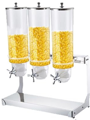 Countertop Dry Food Dispenser large,Stainless Steel Cereal Dispenser Grain Dispenser for Candy Nut Grain Rice Snack 1 Ounce Per Twist (Color : Stainless Steel, Size : 3.5 Litre*3)