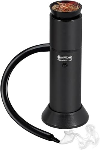 CREATIVECHEF SG16B Portable Smoke Gun for Food & Cocktail Smoking Kit - Aluminum Alloy Smoker Infuser with Wood Chips, 6.3x2.6, Black