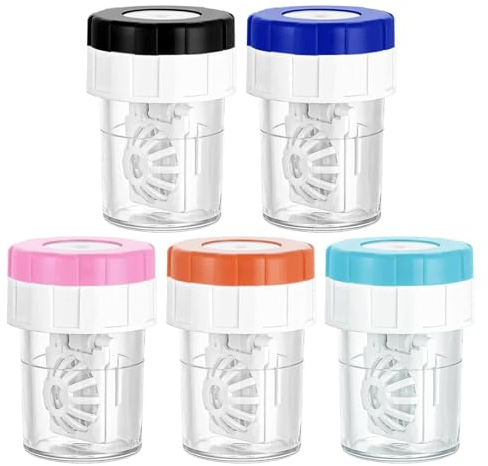 YOYEAH 5 Stück Kontaktlinsenbehälter, Linsenbehälter, Kontaktlinsen Aufbewahrung und Reinigungsmaschine, Kontaktlinsen Behälter für täglichen Gebrauch, tragbar und langlebig