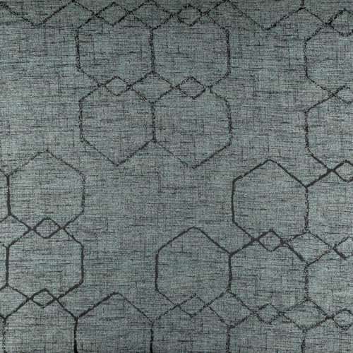 SCHÖNER LEBEN. Vorhangstoff Dekostoff Jacquard Hexagon Petrol schwarz 154cm Breite