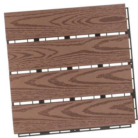 BESTonZON Wpc Terrassenfliesen Interlockendes Outdoor Bodenbelag Rutschfest Witterungsbeständig Zuschneidbar Für Balkon Garten Terrasse Balkonboden in Kaffee-braun