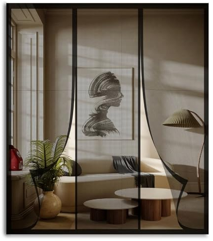 Magnet Fliegengitter Tür Anti-Mosquito Insekt, Insektenschutz Moskitonetz Tür, Klettverschluss für Holz,Eisen, Aluminium Türen,-265x225 cm-Schwarz