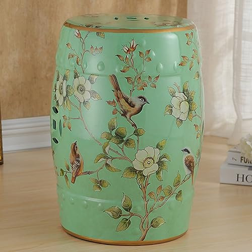 VUT Neuer Chinesischer Keramik-trommelhocker, Trommelstuhl, Zuhause, Wohnzimmer, Retro-Dekoration, Blumentisch, Schuhe, Hocker, Altes Stuhlhandwerk (46 X 28 cm)(Color:B)