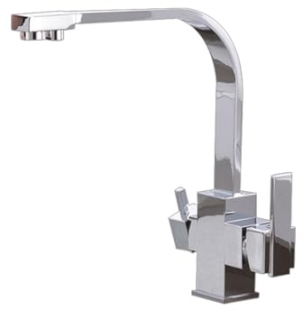 XJTNLB Rubinetto Lavello 3 Vie Cucina Cromo Rubinetteria Cucina per I sistemis Osmosi Rubinetti da Cucina a 3 Vie con Doppia Leva Girevole a 360 °