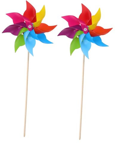 KITANDOVE 2pièces Décor De Jardin Pinwheel Coloré Jouet Windmill pour Fête Mariage Et Activités Extérieures pour Décorations De Jardin Et Événements Festifs