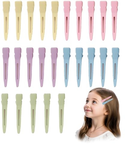 Mitdir 25 Stück Bunte Haarspangen Mädchen Haarclips Damen Metall Alligator Curl Clips mit Löchern 5 Farben mit je 5 stk Kein Verbiegen Haar Spangen für Haarstyling