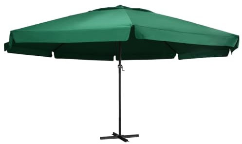 THOYTOUI Sonnenschirm, Fishing umbrella Angel schirmzelt Angelschirm Anglerschirm Geeignet für Terrasse Garten Balkon Veranda Grün Aluminium 500 cm