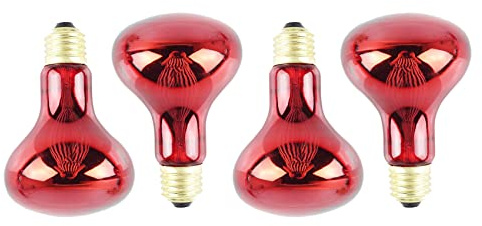 Sichuny 100W 4 Pack Infrarot WäRme Lampe GlüHbirne Rot Licht GlüHbirne für Eidechsen Bartagamen Chamäleons Schlangen Reptilien & Amphibien 220V