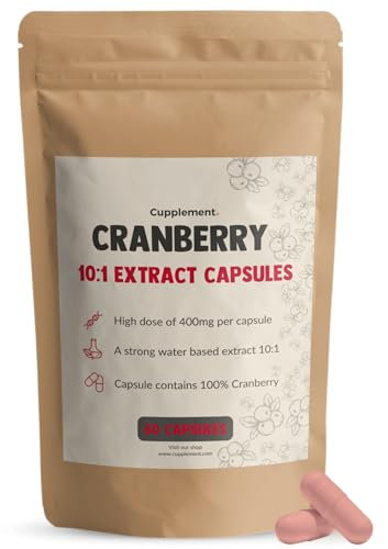 Cupplement Cranberry 60 Kapseln 10:1 Extrakt 400MG - Pillen Blase - Tabletten - Blasenentzündung - Hund - Kein Saft, D Mannose oder Pulver - LP - CD - Cranberries - Kind - Cramberry - Hochdosiert