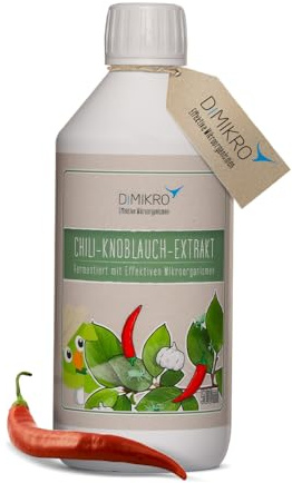 DIMIKRO Chili-Knoblauch Extrakt – fermentiert mit Effektiven Mikroorganismen – biologische Pflanzenstärkung bei Blattlaus – Schildlaus – Spinnenmilbenbefall.