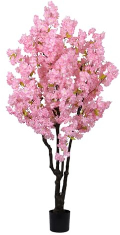 Celestdeco 5.9ft Tall Cherry Blossom Artificial Tree, Handmade Light Pink Cherry Tree,Fake Flower Faux Silk Leaves Plant,Artificial Plants for Home Office Indoor Outdoor Party Wedding Christmas Decor