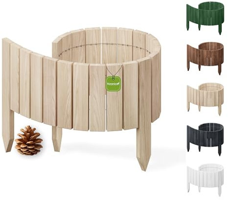 Floranica Flexible Beeteinfassung 40 x 100 cm Unbehandelt Rasenkante Beetumrandung Gartenzaun Steckzaun Holzzaun Rollboarder