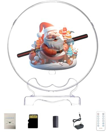 Ventilador holograma 3D, proyector de holograma de 18 cm con cubierta de ventilador giratorio con control remoto Bluetooth, LED HD con biblioteca de videos 700, ventilador holográfico para Halloween