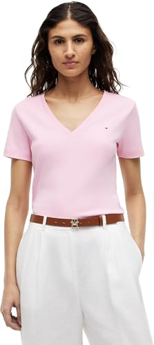 Tommy Hilfiger Camiseta de Manga Corta Mujer New Slim Cody V-Neck Cuello de Pico