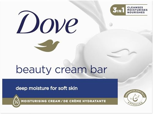 Dove Waschstück Beauty Cream Bar mit 1/4 Feuchtigkeitscreme für weiche und geschmeidige Hände (Packung mit 5)