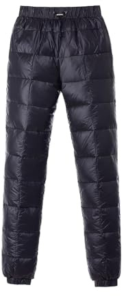 FYHTC Men's Winter Warm Packable Down Pants Compressor Snow Trousers Ski Puffer Pant(Black,Medium)