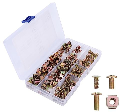 SOLUSTRE 120pezzi Viti e Rondelle Acciaio Carbonio Per Montaggio Di Cage Nuts Per Rack e Armadi Server Facile Installazione e Resistente Alla Corrosione