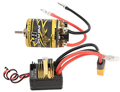 Topyond RC-Elektromotoren, RC 540PLUS V2 5 Slot Brushed Motor Set mit 80A ESC für 1/10 1/12 RC Crawler Car Boat (13T)