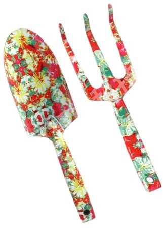 Ensemble d'outils de jardinage pour femme - Truelle à main - Durabilité - En acier inoxydable - Avec imprimé floral unique - Pour diverses tâches