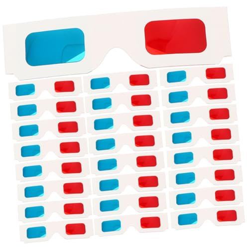 HOMOCONO 60piezas Gafas Rojas y Azules De Papel Gafas Anaglifas Desechables Para Ver Películas Casa