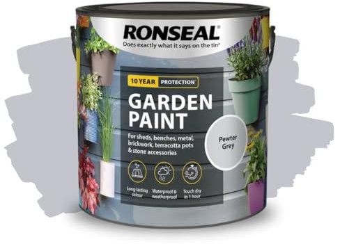 ARUUJ - Garden Paint, Fence Paints, Weather Resistant Outdoor Matt Paints, Water Based Paint For Sheds, Metal, Terracotta, Easy to Apply, Long-Lasting Colour & Protection (Pewter Grey, 750ML)