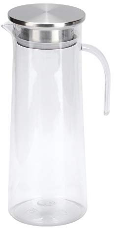 MUNEFE 1.2L Cold Water Pitcher Jug, Acrylic Transparent Juice Bottle, Glass Juice Bottles with Lids for Preparing and Serving Cold Or Hot Drinks Etc (Stainless steel cover)