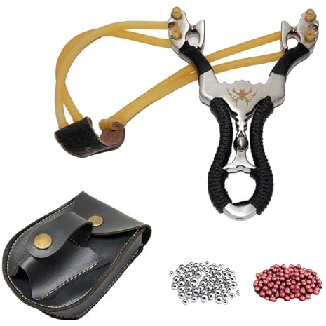 TOOCAI Steinschleuder Profi für Jagd, Slingshot Schleuder Set mit 2 Gummiband, Sportschleuder, Outdoor Jagdschleuder mit Anblick, Katapult Schleuder mit 400 Tonkugeln Und 200 Stahlkugeln