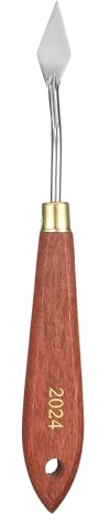 sourcing map Palette Knife Painting Tool 1.18 x 0.51 Stainless Steel Teardrop Blade 7.28 Length Spatula Painting Pallet Knives with Hole Beech Wood Handle for Oil Acrylic Canvas, Red/Silver