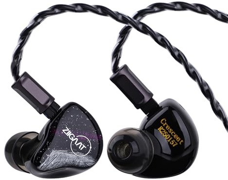 Linsoul ZiiGaat Crescent in Ear Monitor, Premium 2DD+2BA Hybrid IEM-hörlurar, isobarisk bas, vintage analogt ljud, 3D-utskrivet resinskal, med avtagbar IEM-kabel för musiker/studio