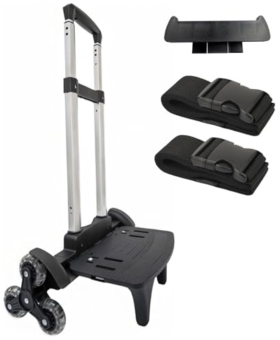 Chariot à Dos Pliable léger - Diable à 3 Roues avec Sangle, Backpack Trolley pour Sac à Dos, Voyage et Usage Quotidien - Noir