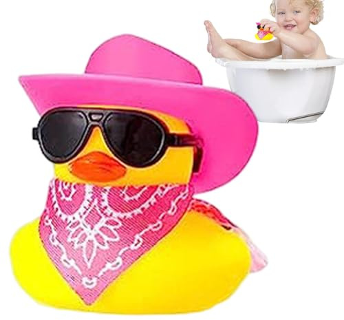 Gummi Ente mit Cowboyhut - Dekorative Gummi Ducck Car Ornament Accessoire | Süße westliche Cowboy -Entenfigur | Lustige Gummi Ente | Dashboard -Spielzeug für Autoliebhaber und Knebelgeschenke
