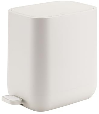 Veinvify 7 Liter Schlanker kleiner Küchen-Mülleimer mit Deckel Soft-Close-Staubeimer Trittpedal Mülleimer Zuhause, Badezimmer Büro aus ABS Waschbar Ivory