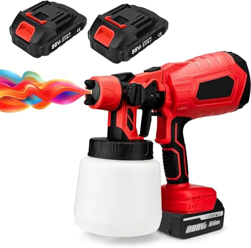 Pistolet de peinture électrique sans fil avec batterie et chargeur pour maison, intérieur, extérieur, armoires, clôture, plafond, peinture murale
