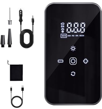 Watreketal Dispositivo de arranque para coche de bicicleta, compresor de aire, inflador de neumáticos digital con luz LED para situaciones inesperadas con baja presión de neumáticos.