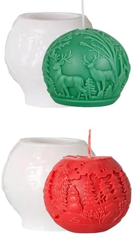 2 pcs Christmas Candle Moulds, Christmas Decoration Silicone Mould, 3D Silicone Christmas Tree Candle Moulds, Christmas Snowman Candle Molds,for DIY Christmas Candle, Craft, Home Decoration