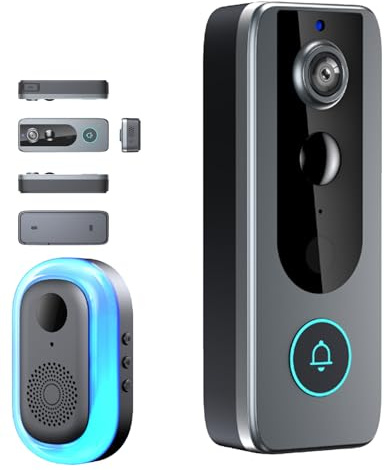 GuardianBell Pro – Smart WiFi Doorbell & Security Cam in One, Live View and Night Vision Two-Way Audio, Auto Snapshots, and Local Recordings, Easy to Installation (#A)